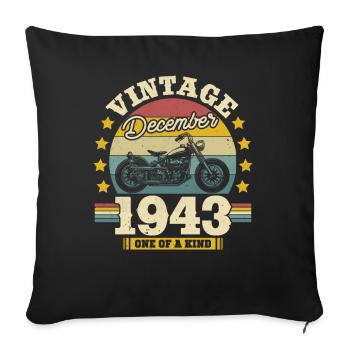 Unique: Vintage December 1943 - 80 years - Sofa pillowcase 17,3'' x 17,3'' (45 x 45 cm) - black - Front