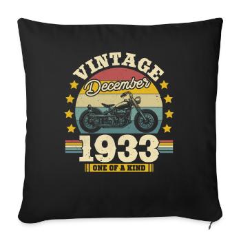Unique: Vintage December 1933, 90 years old - Sofa pillowcase 17,3'' x 17,3'' (45 x 45 cm) - black - Front