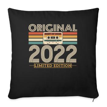 Cadeau nostalgique, millésime 2022 - Housse de coussin décorative 45 x 45 cm - noir - Devant