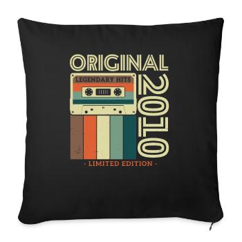 Millésime 2010 unique : charme rétro - Housse de coussin décorative 45 x 45 cm - noir - Devant