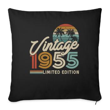 1955 Vintage - Retro Birthday Gift - Sofa pillowcase 17,3'' x 17,3'' (45 x 45 cm) - black - Front