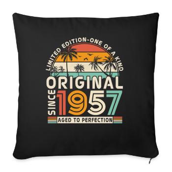 1957 Chemise d’anniversaire vintage - Housse de coussin décorative 45 x 45 cm - noir - Devant