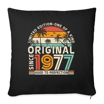 Chemise d’anniversaire vintage emblématique de 1977 - Housse de coussin décorative 45 x 45 cm - noir - Devant