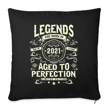 Chemise d’anniversaire légendaire 2021 - Housse de coussin décorative 45 x 45 cm - noir - Devant
