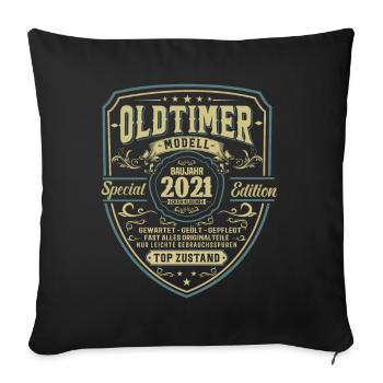 Vintage Geburtstagsgeschenk 2021 - 2 Jahre - Sofakissenbezug 45 x 45 cm - Schwarz - Vorne