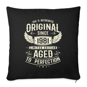 Vintage 1981 Birthday Surprise - Sofa pillowcase 17,3'' x 17,3'' (45 x 45 cm) - black - Front