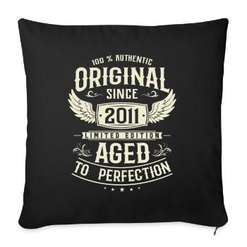 12 ans de bonheur : Anniversaire 2011 - Housse de coussin décorative 45 x 45 cm - noir - Devant