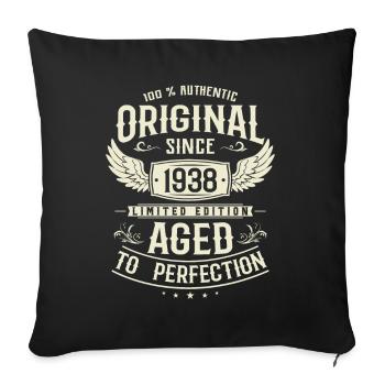 Birthday present born in 1938 85 years - Sofa pillowcase 17,3'' x 17,3'' (45 x 45 cm) - black - Front