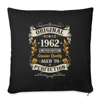 1962 Cadeau d’anniversaire vintage - Housse de coussin décorative 45 x 45 cm - noir - Devant