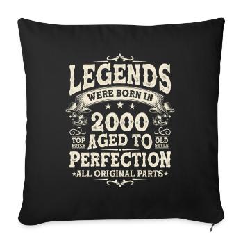Legendary gift: Born in 2000 - 23/24 years - Sofa pillowcase 17,3'' x 17,3'' (45 x 45 cm) - black - Front