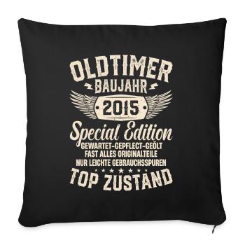 Retro Geschenkidee 2015er Oldtimer - Sofakissenbezug 45 x 45 cm - Schwarz - Vorne