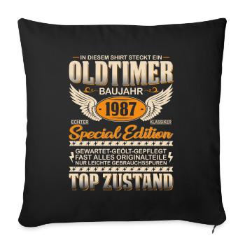 Kultiger 1987er Oldtimer - Sofakissenbezug 45 x 45 cm - Schwarz - Vorne