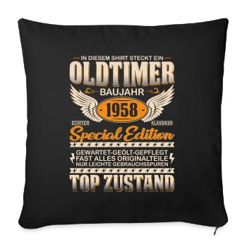 Kultiges Geburtstagsgeschenk '58 - Sofakissenbezug 45 x 45 cm - Schwarz - Vorne