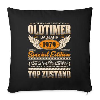 Kultiges Geburtstagsgeschenk '79 - Sofakissenbezug 45 x 45 cm - Schwarz - Vorne