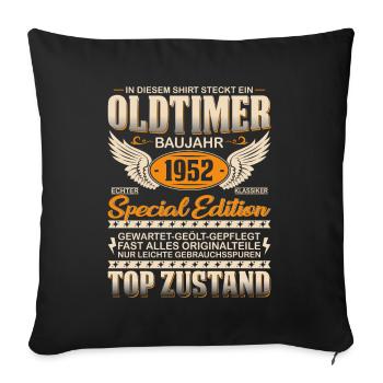 Kultiges Geburtstagsgeschenk '52 - Sofakissenbezug 45 x 45 cm - Schwarz - Vorne