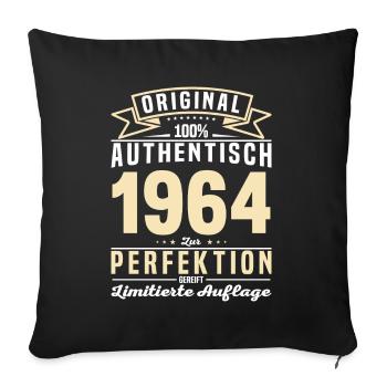 Authentisches 1964 Geburtstagsgeschen - Sofakissenbezug 45 x 45 cm - Schwarz - Vorne
