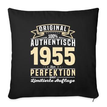 Vintage Geburtstagsgeschenk 1955 - Sofakissenbezug 45 x 45 cm - Schwarz - Vorne