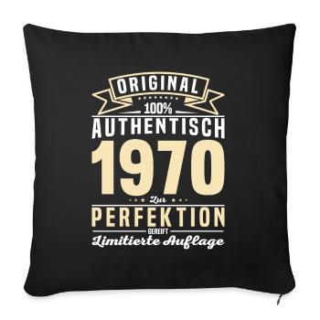 Authentisches 1970er Vintage Geschenk - Sofakissenbezug 45 x 45 cm - Schwarz - Vorne