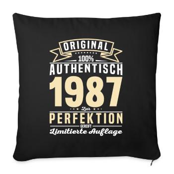 Vintage Geburtstagsgeschenk '87 - Sofakissenbezug 45 x 45 cm - Schwarz - Vorne