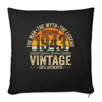 1943 Legend 80/81 years - Sofa pillowcase 17,3'' x 17,3'' (45 x 45 cm) - black - Front