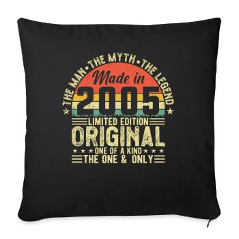 Cadeau d’anniversaire légendaire 2005 - Housse de coussin décorative 45 x 45 cm - noir - Devant