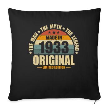 Légende 90/91 Anniversaire 1933 - Housse de coussin décorative 45 x 45 cm - noir - Devant