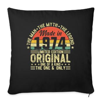 Légendaire 1974 - 50 ans - Housse de coussin décorative 45 x 45 cm - noir - Devant
