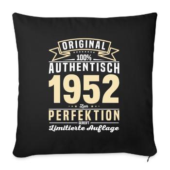 Authentische Vintage-Geschenkidee 1952 - Sofakissenbezug 45 x 45 cm - Schwarz - Vorne