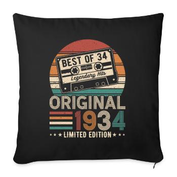 1934 - Vintage 90th Birthday - Sofa pillowcase 17,3'' x 17,3'' (45 x 45 cm) - black - Front