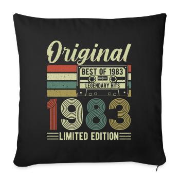 Chemise d’anniversaire 1983 - Housse de coussin décorative 45 x 45 cm - noir - Devant
