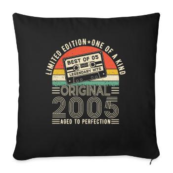 Millésime 2005 Anniversaire - Housse de coussin décorative 45 x 45 cm - noir - Devant