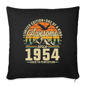 1954 - Vintage 70th Birthday - Sofa pillowcase 17,3'' x 17,3'' (45 x 45 cm) - black - Front