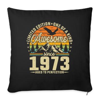 Cadeau d’anniversaire 1973 - Housse de coussin décorative 45 x 45 cm - noir - Devant