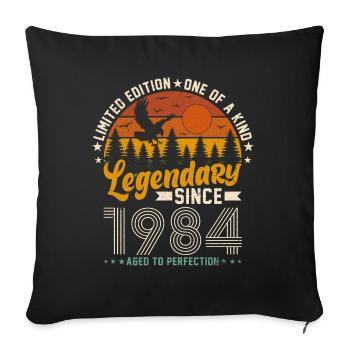 1984 - Design d’anniversaire Vintage - Housse de coussin décorative 45 x 45 cm - noir - Devant