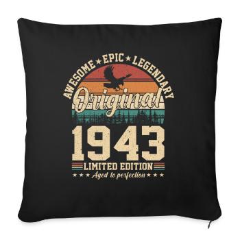 1943 Birthday - Sofa pillowcase 17,3'' x 17,3'' (45 x 45 cm) - black - Front