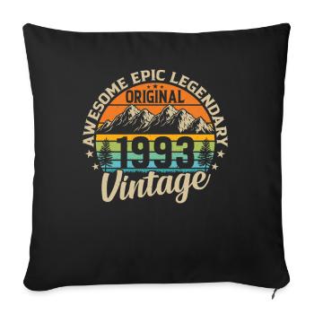 1993 - Vintage Birthday Idea - Sofa pillowcase 17,3'' x 17,3'' (45 x 45 cm) - black - Front