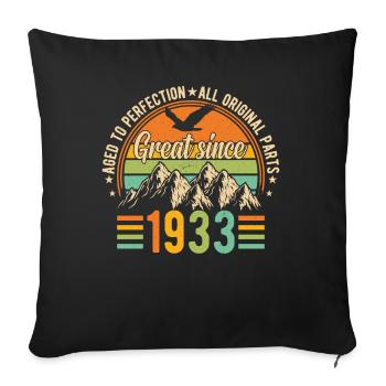 Thé d’anniversaire Vintage 1933 - Housse de coussin décorative 45 x 45 cm - noir - Devant