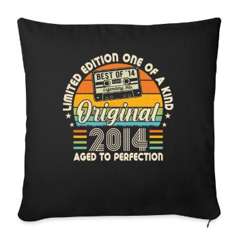 2014 Vintage Geburtstag - Sofakissenbezug 45 x 45 cm - Schwarz - Vorne
