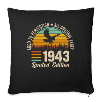 80th Birthday 1943 | Vintage Birthday Shirt - Sofa pillowcase 17,3'' x 17,3'' (45 x 45 cm) - black - Front