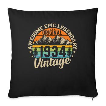 1934 - Millésime 90e anniversaire - Housse de coussin décorative 45 x 45 cm - noir - Devant