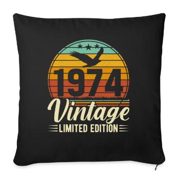 50e anniversaire 1974 Chemise - Housse de coussin décorative 45 x 45 cm - noir - Devant