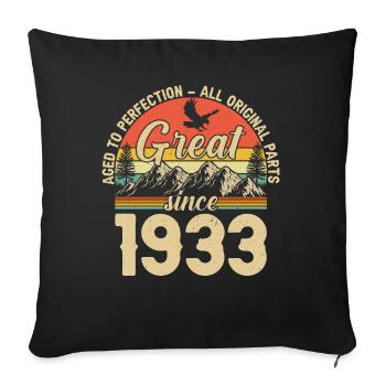 1933 : Millésime 90e anniversaire - Housse de coussin décorative 45 x 45 cm - noir - Devant