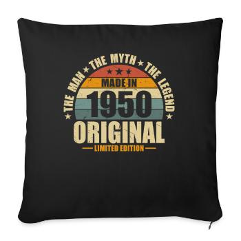 T-Shirt d’anniversaire des années 1950 - idée cadeau de Style rétro - Housse de coussin décorative 45 x 45 cm - noir - Devant