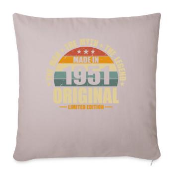 Anniversaire de 1951 - Housse de coussin décorative 45 x 45 cm - taupe clair - Devant
