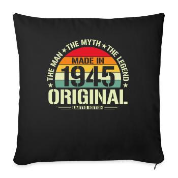 1945 - Timeless Vintage Birthday Joy - Sofa pillowcase 17,3'' x 17,3'' (45 x 45 cm) - black - Front