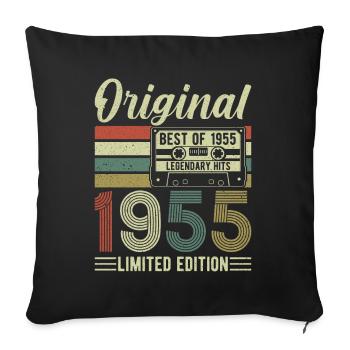 1955 - Timeless elegance and originality - Sofa pillowcase 17,3'' x 17,3'' (45 x 45 cm) - black - Front