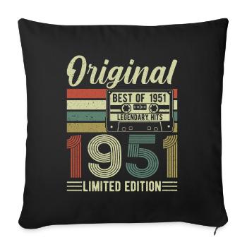 Vintage Birthday 1951 - Sofa pillowcase 17,3'' x 17,3'' (45 x 45 cm) - black - Front