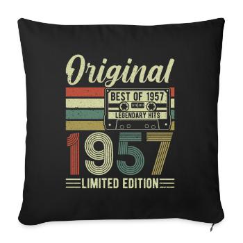 Classique 1957 intemporel rétro cadeau d’anniversaire - Housse de coussin décorative 45 x 45 cm - noir - Devant