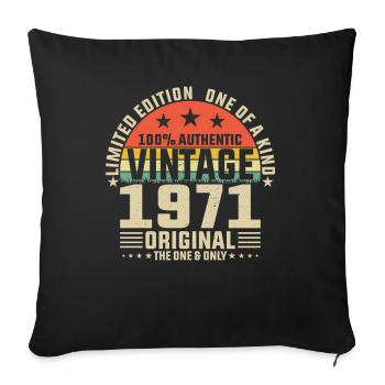 Millésime 1971 - Dicton d’anniversaire intemporel - Housse de coussin décorative 45 x 45 cm - noir - Devant