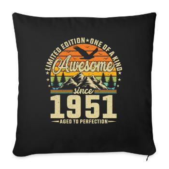 1951 : Chemise d’anniversaire rétro légendaire - Housse de coussin décorative 45 x 45 cm - noir - Devant